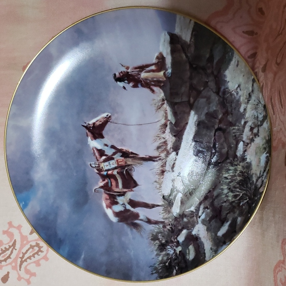 Buffalo Scout Painting by Olaf Wieghorst  Plate Horse Native American Tribal